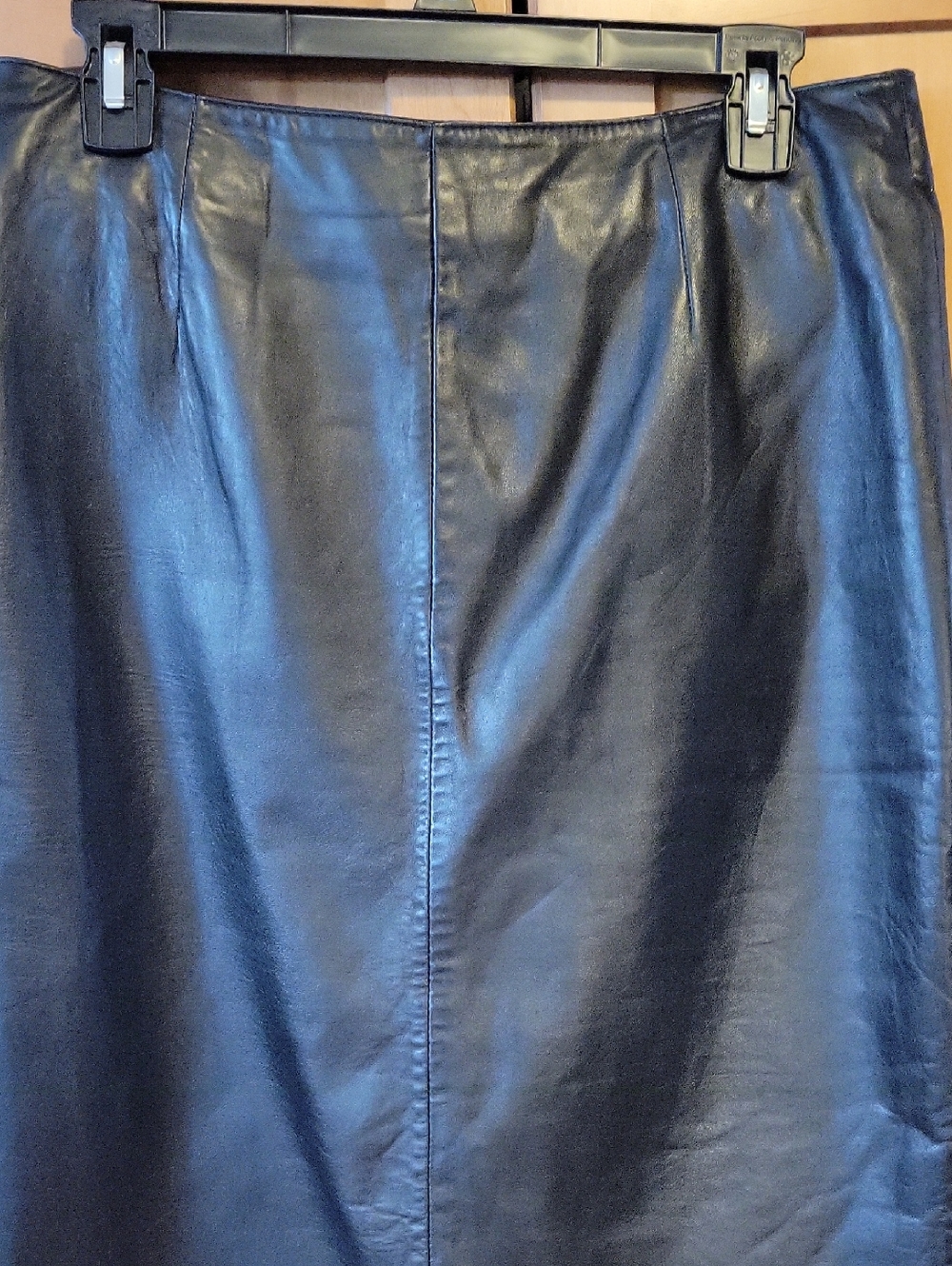 Vintage Siena Studio Black 100% Leather Fully Lined Pencil Skirt Size 12 Midi